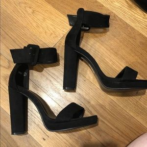 Black strap heels